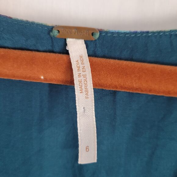 Free People Catching Glances Dress sz 6 Jade floral tiered ruffle forest fairy - Picture 5 of 8